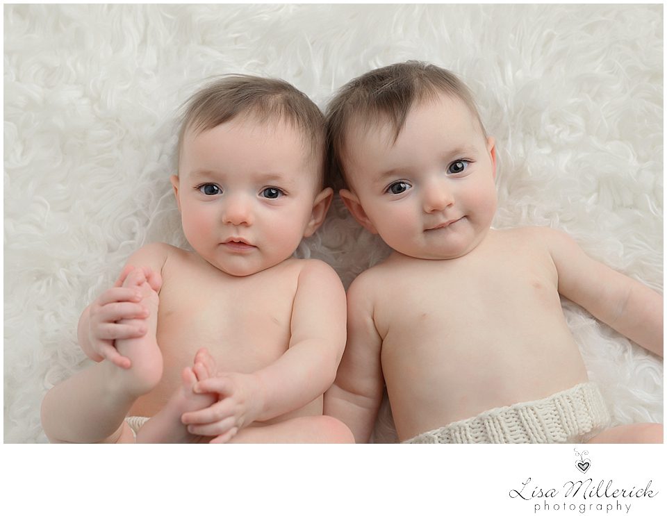 sweet simple white identical twin girls