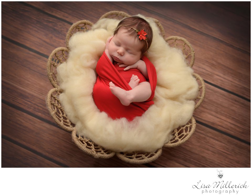 holiday picture ideas red newborn baby girl CT