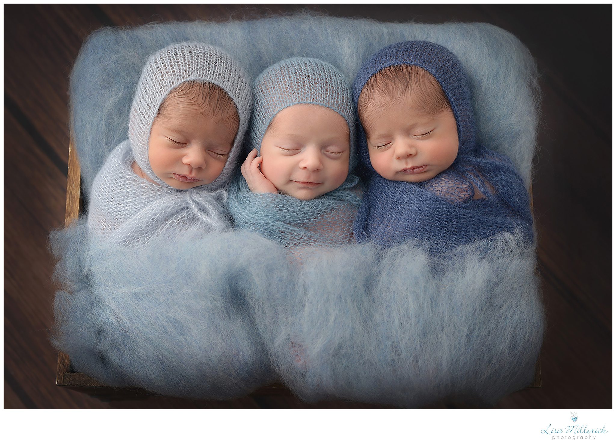 newborn triplets ct baby photography blue