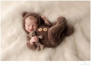 newborn teddy bear baby photo